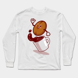 Coffee bean cartoon character Long Sleeve T-Shirt